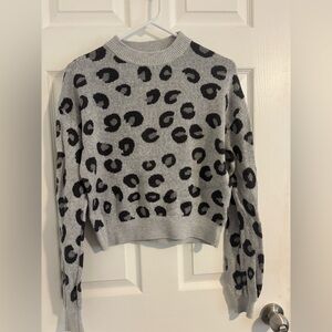 Abercrombie Leopard Print Gray Sweater
